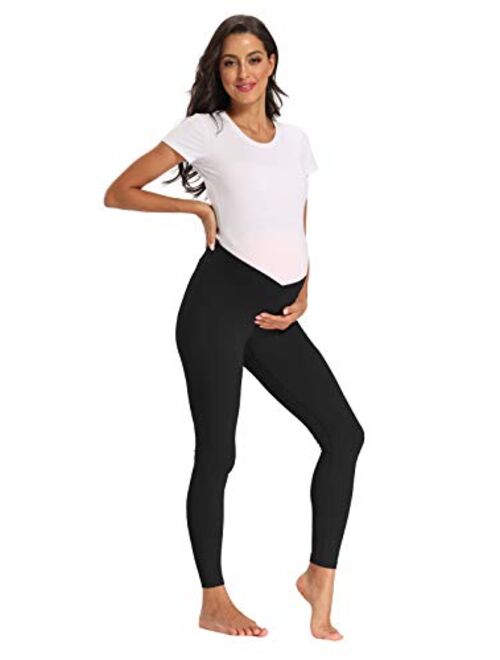 Foucome Women's Under The Belly Super Soft Support Maternity Leggings