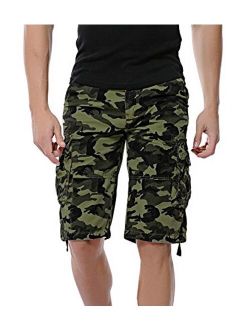 DONGD Mens Camo Cargo Shorts Relaxed Fit Outdoor Cotton Twill Cargo Shorts
