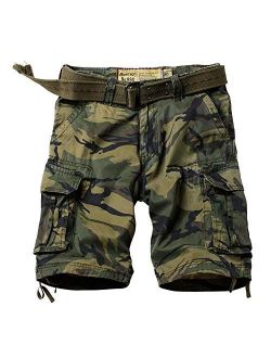 TRGPSG Men's Camo Multi-Pocket Relaxed Fit Casual Shorts, Outdoor Camouflage Cotton Twill Cargo Shorts 11" Inseam