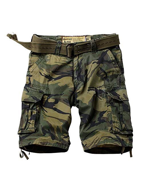 TRGPSG Men's Camo Multi-Pocket Relaxed Fit Casual Shorts, Outdoor Camouflage Cotton Twill Cargo Shorts 11" Inseam