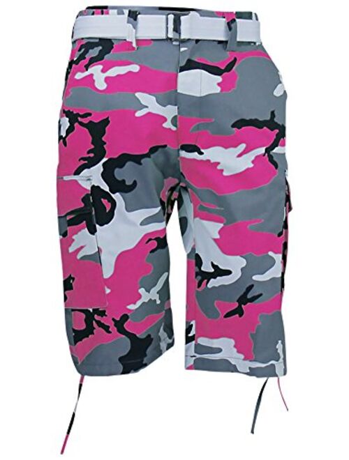 Regal Wear Mens Camouflage Cargo Shorts with Belt