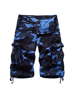 AKARMY Men's Camo Cargo Shorts Relaxed Fit Lightweight Multi Pocket Casual Outdoor Cotton Cargo Shorts