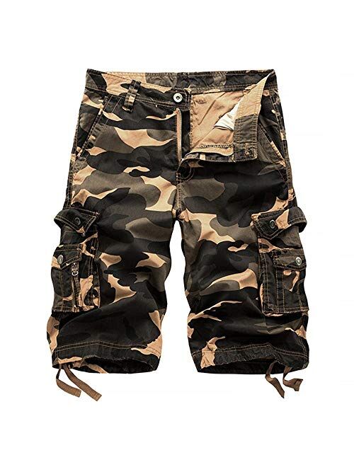 Buy AKARMY Men's Camo Cargo Shorts Relaxed Fit Lightweight Multi Pocket ...