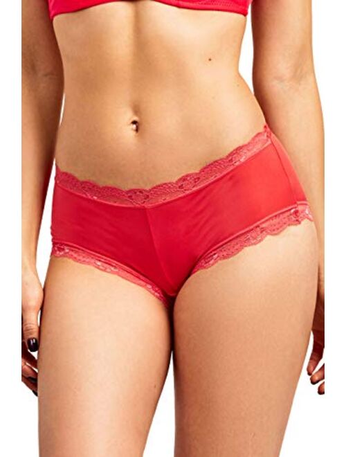 Women's Premium Lace Trim Detail Full Coverage Hipster Panty Underwear Multipack (Pack of 6 or 2)