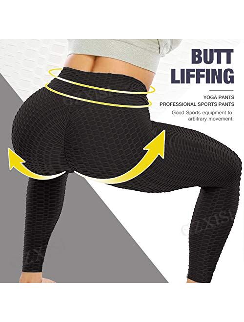 GZXISI Ruched Butt Lifting High Waist Textured Yoga Pants Tummy Control Workout Leggings