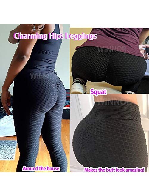 GAEAGOK Ruched Butt Lifting High Waist Textured Yoga Pants Tummy Control Workout Leggings