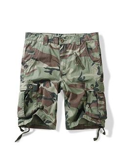 OCHENTA Men's Cotton Military Camo Cargo Shorts, 6 Pockets Casual Work Outdoor Wear