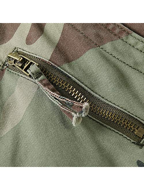OCHENTA Men's Cotton Military Camo Cargo Shorts, 6 Pockets Casual Work Outdoor Wear