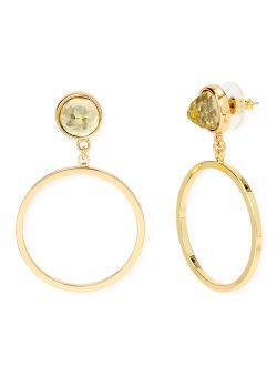 Glass Stone Dangle Earrings with Hoop Drop