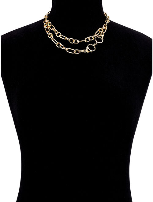 C. Wonder Layered Oval Link Chain Necklace with Logo