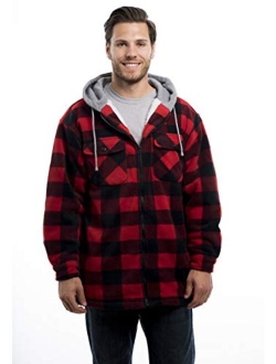 TrailCrest Men's Warm Sherpa Lined Hoodie Fleece Shirt Jacket, Classic Zip Up Buffalo Plaid (Regular and Big & Tall Sizes)