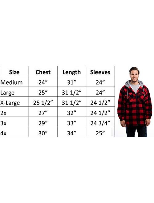 Classic Zip Up Buffalo Plaid Regular and Big & Tall Sizes Trailcrest Mens Warm Sherpa Lined Hoodie Fleece Shirt Jacket 