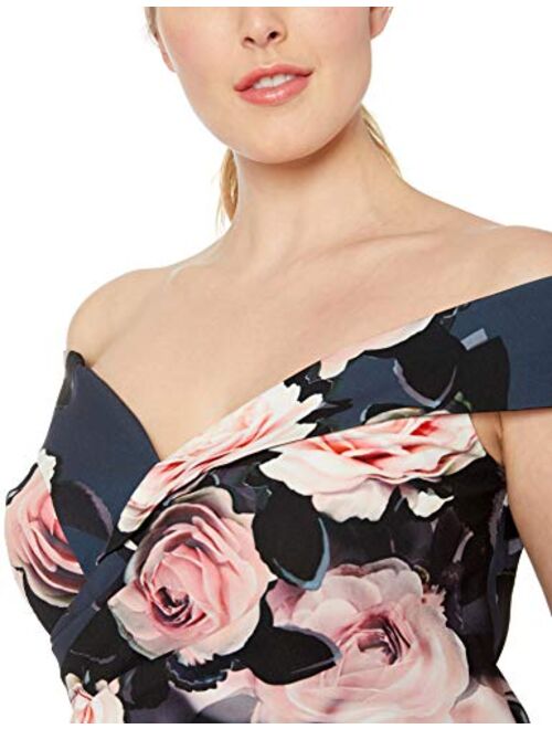 City Chic Women's Apparel Hug Shoulder Plus Size Formal Floral Print Maxi Dress