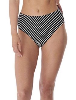 Women's Beach Hut Mini Striped Printed High Waist Brief Swim Bottom AS6795
