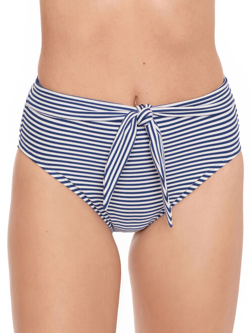 Time and Tru Women's Storm Blue Stripe  Bikini Bottom Swimsuit