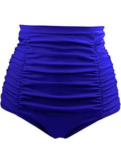 Women's High Waisted Swimsuit Bottom Tummy Control Ruched Bikini Bottom Vintage Swim Shorts Tankini Briefs
