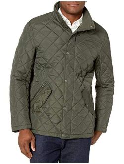 Men's Nylon Quilted Barn Jacket With Knit Collar