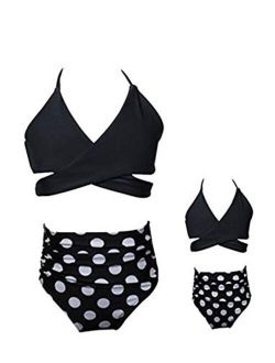 YMING Summer Cute Bikini Set Family Matching Swimwear Mommy and Me Swimsuit