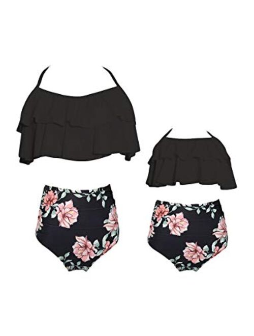 YMING Summer Cute Bikini Set Family Matching Swimwear Mommy and Me Swimsuit