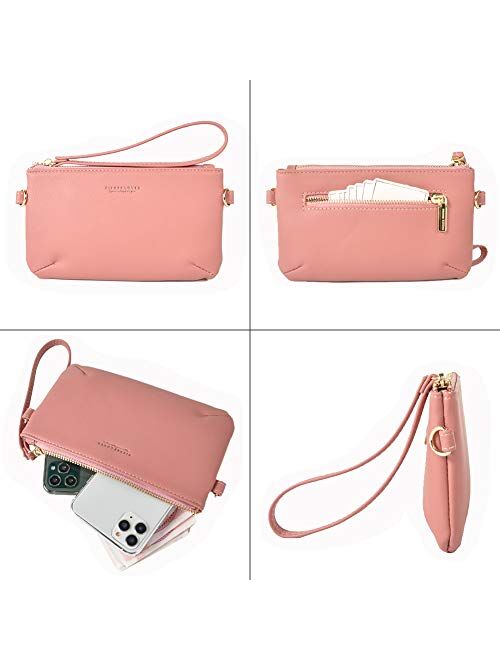 Aeeque Women's Wristlet Wallet Leather Clutch Handbag Crossbody Phone Bag Purse