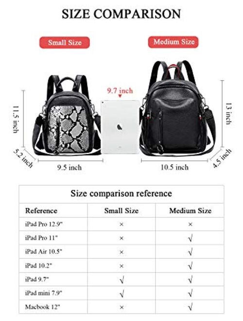 ALTOSY Fashion Genuine Leather Backpack Purse for Women Shoulder Bag Casual Daypack Medium(S10 Beige/Black)