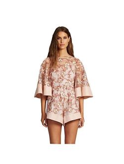 Fenghuavip Summer Short Halter Empire Jumpsuits Pink Lace Round