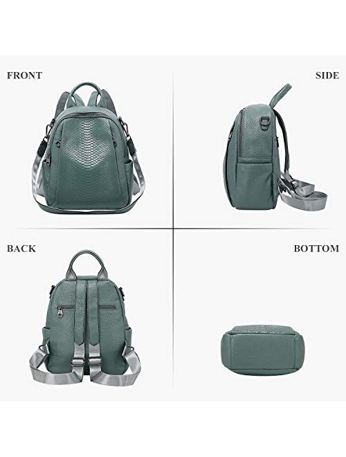 ALTOSY Genuine Leather Backpack for Women Fashion Convertible Backpack Purse Shoulder Bag with Crocodile Medium (S99 Teal Blue)