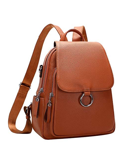 ALTOSY Women Leather Backpack Purse Fashion Convertible Ladies Shoulder Bag with Flap (S96 Wine Red)
