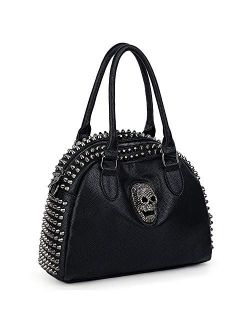 Women Skull Handbag Rivet Studded PU Leather Purse Medium Shoulder Bags 754B