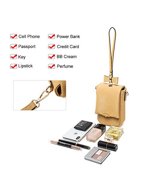 Aeeque Small Crossbody Phone Bag for Women, Leather Shoulder Bag Wristlet Wallet