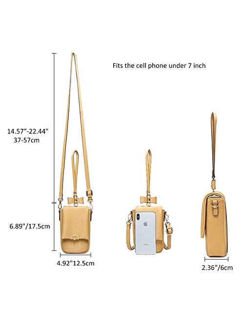 Aeeque Small Crossbody Phone Bag for Women, Leather Shoulder Bag Wristlet Wallet