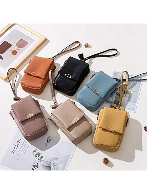 Aeeque Small Crossbody Phone Bag for Women, Leather Shoulder Bag Wristlet Wallet