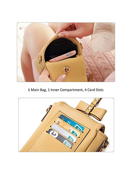 Aeeque Small Crossbody Phone Bag for Women, Leather Shoulder Bag Wristlet Wallet