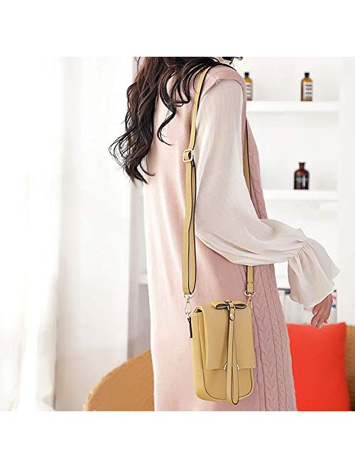 Aeeque Small Crossbody Phone Bag for Women, Leather Shoulder Bag Wristlet Wallet