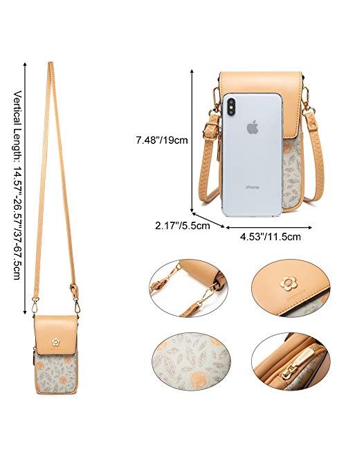 Aeeque Small Crossbody Bags Cell Phone Purse for Women Leather Zipper Wallet