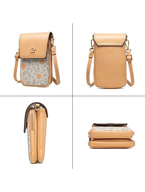 Aeeque Small Crossbody Bags Cell Phone Purse for Women Leather Zipper Wallet