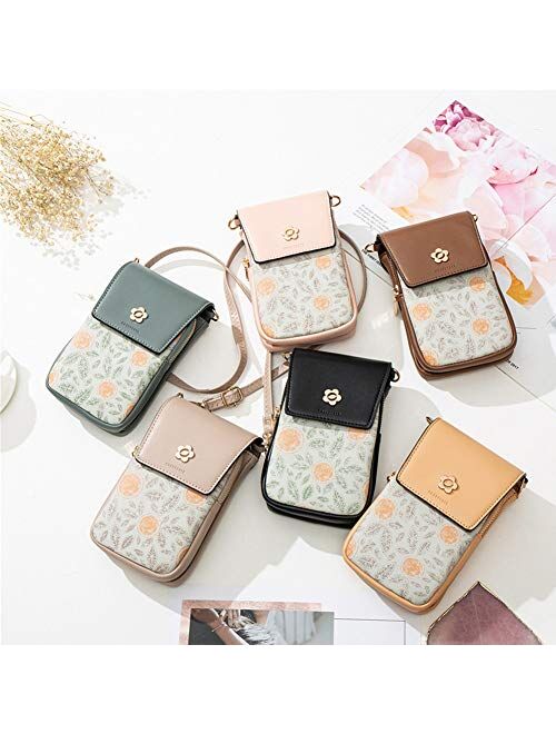 Aeeque Small Crossbody Bags Cell Phone Purse for Women Leather Zipper Wallet