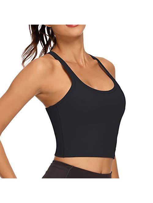 REKITA Workout Crop Tops for Women Athletic Tank Tops with Built in Bra Supportive Sports Bra
