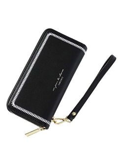 Women Wallet Cell Phone Purse Bag Zipper Leather Clutch Wristlet Handbag