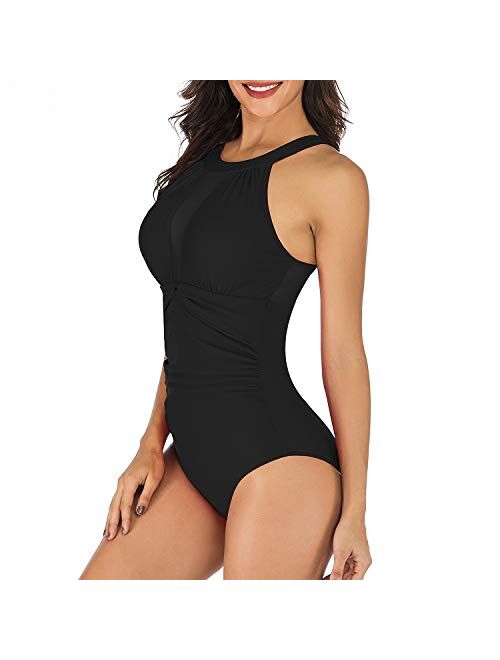 TcIFE Women's One Piece Swimsuits Tummy Control Swimwear Flattering High Waisted Monokini Bathing Suits for Women