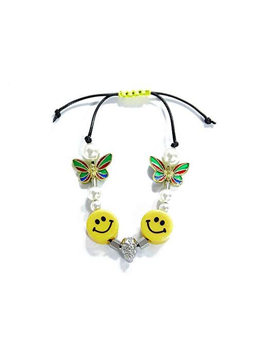 HONIEE Men's Butterfly Skull Dice Pearl Smiley Necklace Punk Hip Hop Street Dance Rock Jewelry Gifts