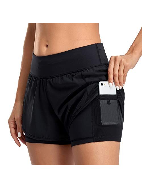 REKITA Womens Running Shorts with Liner 2 in 1 Athletic Shorts with Pockets Activewear