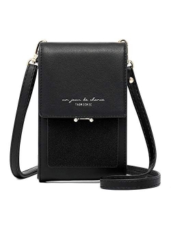Leather Cell Phone Purse Small Crossbody Bag Card Holder Wallet for Women