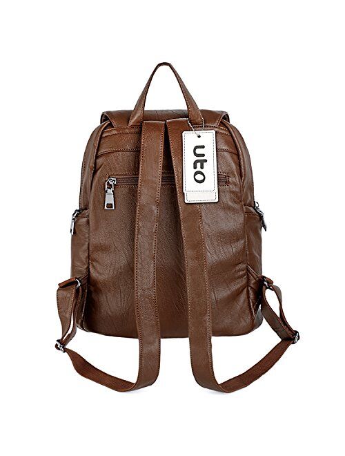 UTO Women Backpack Purse PU Washed Leather Large Capacity Ladies Rucksack Shoulder Bag