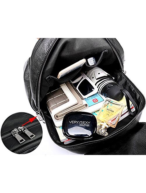 UTO Women Backpack Purse PU Washed Leather Large Capacity Ladies Rucksack Shoulder Bag