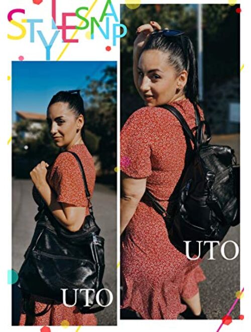 LARGE SIZE-UTO Women Backpack Purse PU Washed Leather Ladies Rucksack Shoulder Bag Ver2 606