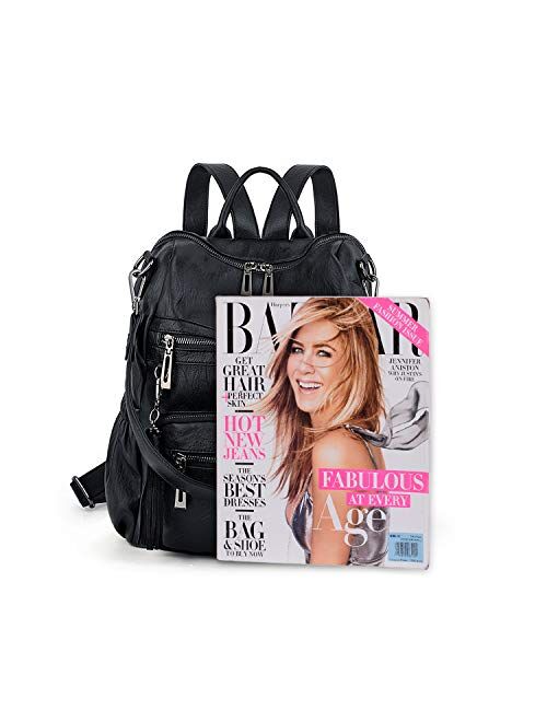 UTO Women Backpack Purse Convertible PU Leather Ladies Tassels Rucksack School Shoulder Bag
