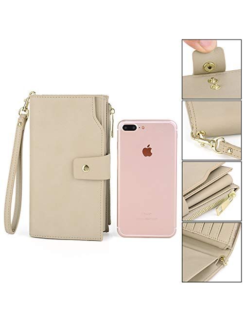 UTO Wallets for Women Wristlet RFID Large Capacity PU Leather Clutch Card Holder Organizer Ladies Purse Strap 459