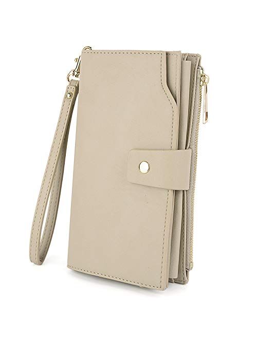 UTO Wallets for Women Wristlet RFID Large Capacity PU Leather Clutch Card Holder Organizer Ladies Purse Strap 459