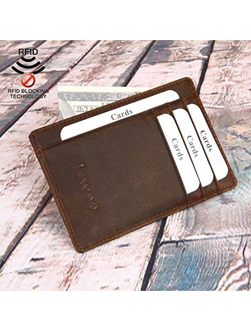 Iswee Slim Front Pocket Wallets for Men & Women Minimalist Leather Slim Wallet Credit Card Holder